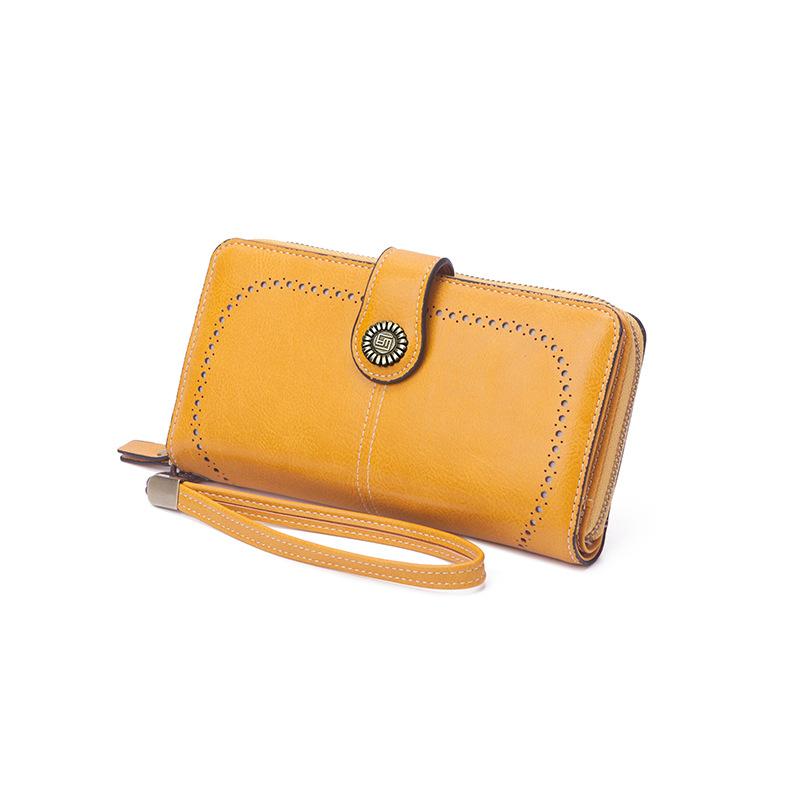 Oil Wax Leather Men's and Women's Wallets, Retro Wallets, Large Capacity, Long Change Bags, Multi-functional Cards