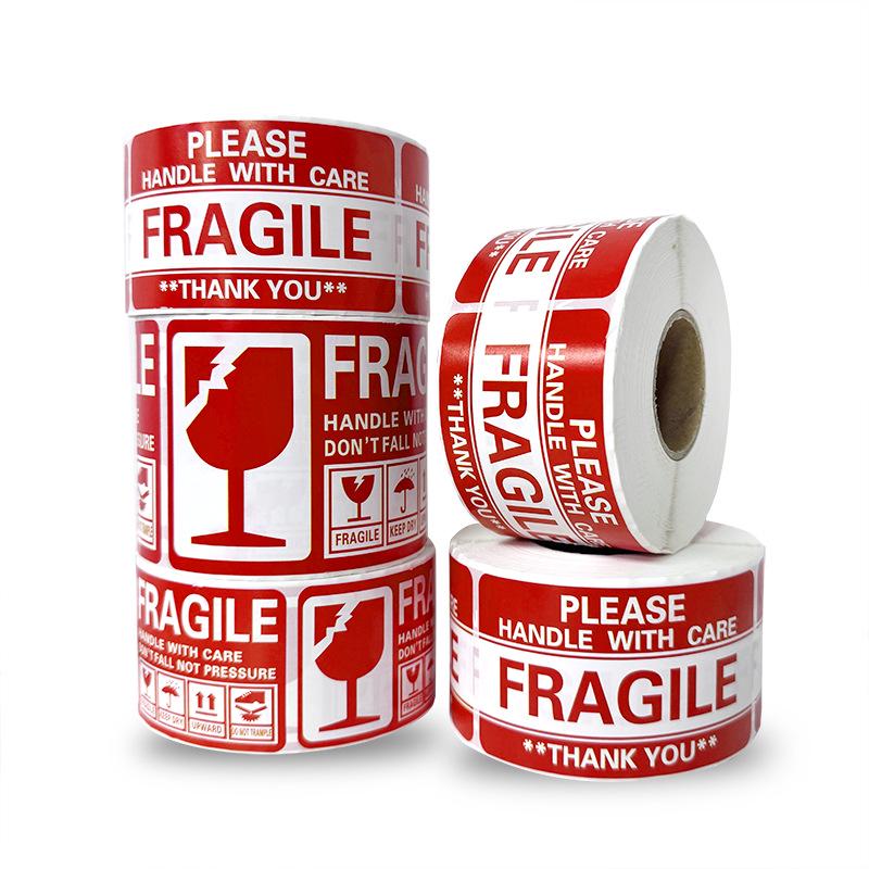 Bilingual Fragile Warning Stickers - "Handle with Care, Do Not Drop, Put Down Lightly"