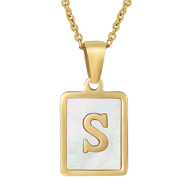 Stainless Steel Shell Letter Necklace For Women European And American Style Fashion Jewelry Wholesale