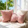 Solid-Color Rabbit Fur Jacquard Bow Pillowcase Cojines Lovely Plush Living Room Sofa Decoration Pillow Cushion Covers 45x45cm