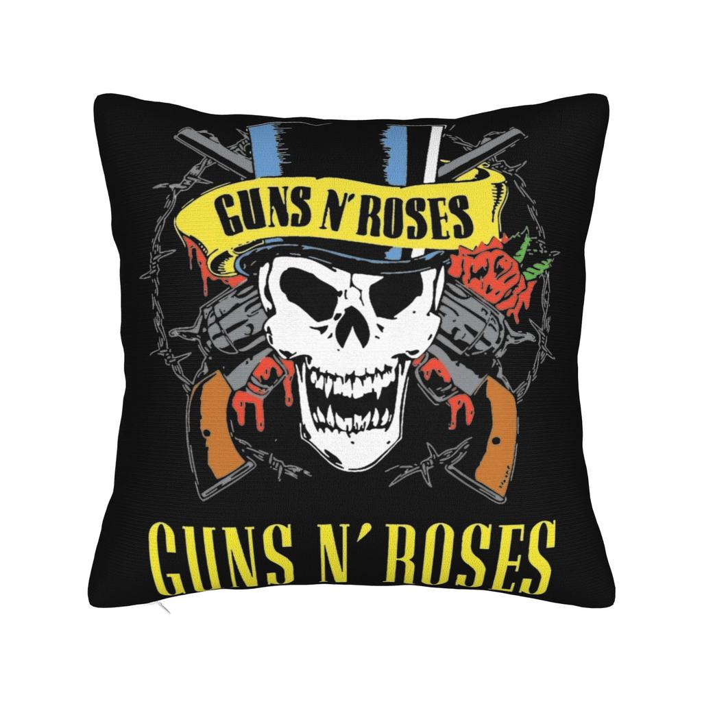 G-Guns N Roses Logo Rock Band Pillowcase Printing Cushion Cover Gift Skull Throw Pillow Case Cover Living Room Zippered 45X45Cm