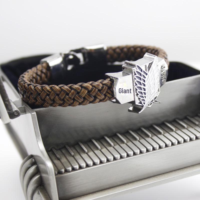 Brățară pentru bărbați împletită cu frânghie din piele din seria de desene animate Allen Giant