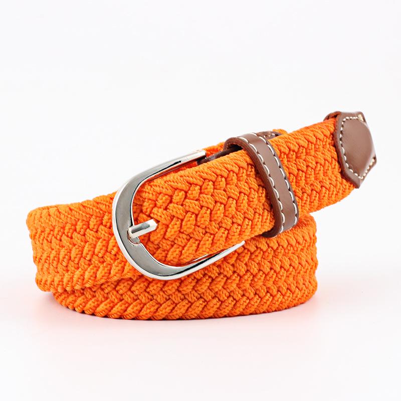 Unisex Youth Elastic Woven Canvas Leather Belt