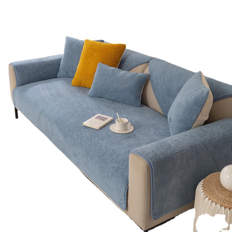 Lambswool Sofa Cushion Thickened Non-Slip Plush Cushion Winter Nordic Sofa Cover Cover Towel