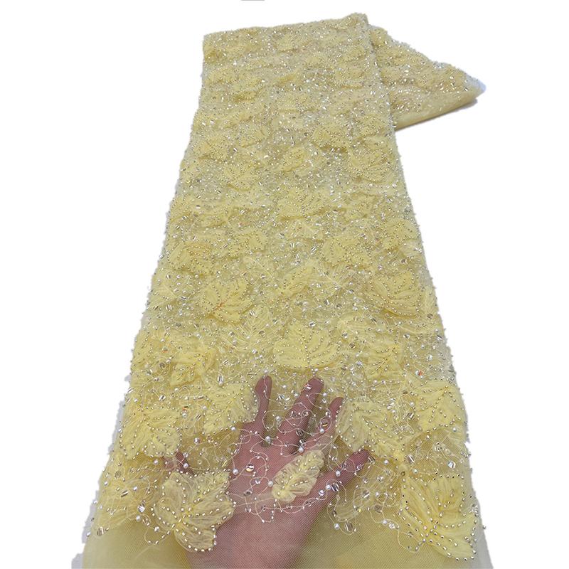 High Quality African Tube Beaded Sequin Lace Fabric Sequin Embroidery French Tulle Lace Nigerian Wedding Dress Cheongsam Fabric