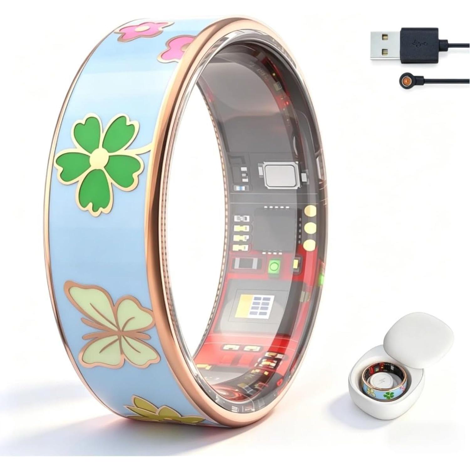 Smart Ring for Women,Fitness Tracker Ring with Heart Rate,Blood Oxygen,Stress & Sleep Tracking,Step Counter,IP68 Waterproof,No Subscription