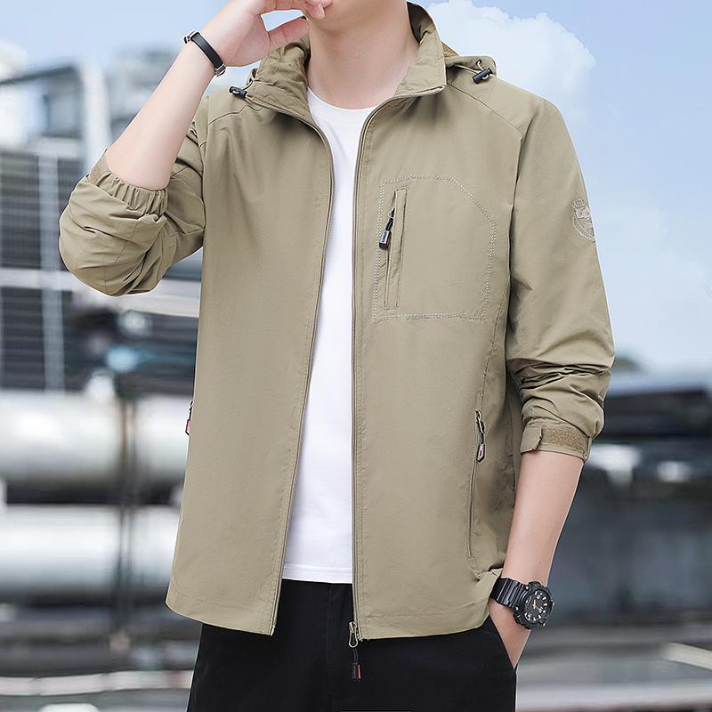 

Куртка Весна Новая Мужская Универсальная Повседневная Весенне-Осенняя Коллекция Воротник-стойка Пальто для папы 3XL бежевый