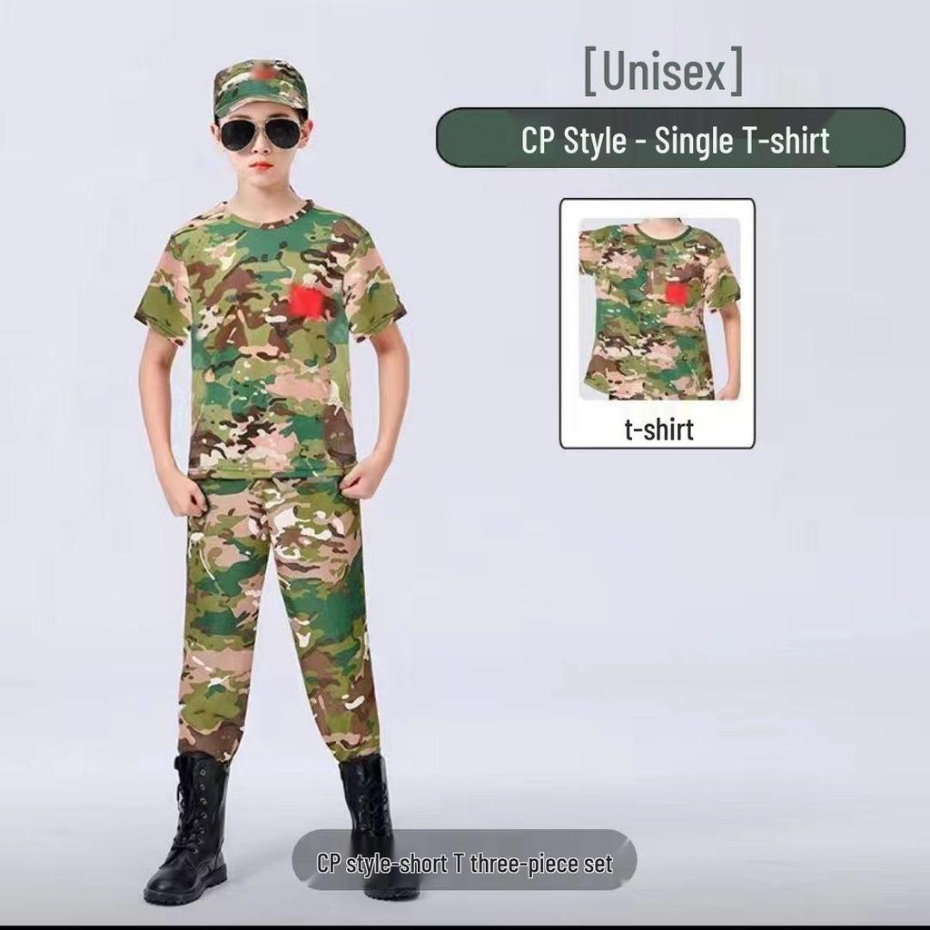 Çocuk Kamuflaj Askeri Üniformaları (Erkek ve Kız Çocukları İçin) - Anaokulu Eğitimleri, Yaz Kampları veya Okul Gösterileri İçin Mükemmel.