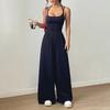 Workout Jumpsuits for Women Spaghetti Strap Sleeveless One Piece Overalls Wide Leg Long Pants Rompers Sexy Backless Yoga Outfits