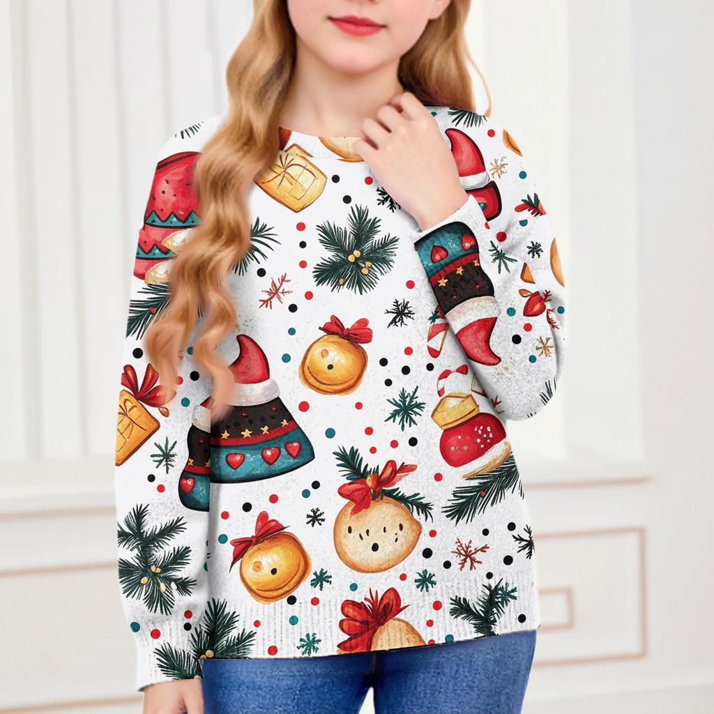 Christmas Day Sweatshirts For Children Boys And Girls Knit Sweater Cute Shirt Fall Crewneck Pullover Tops