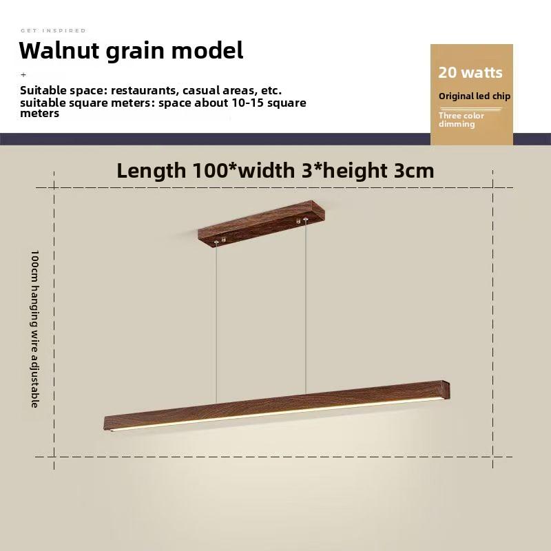 Natural Log Living Room Dining Room Pendant Lamp Word Long Strip Lamp