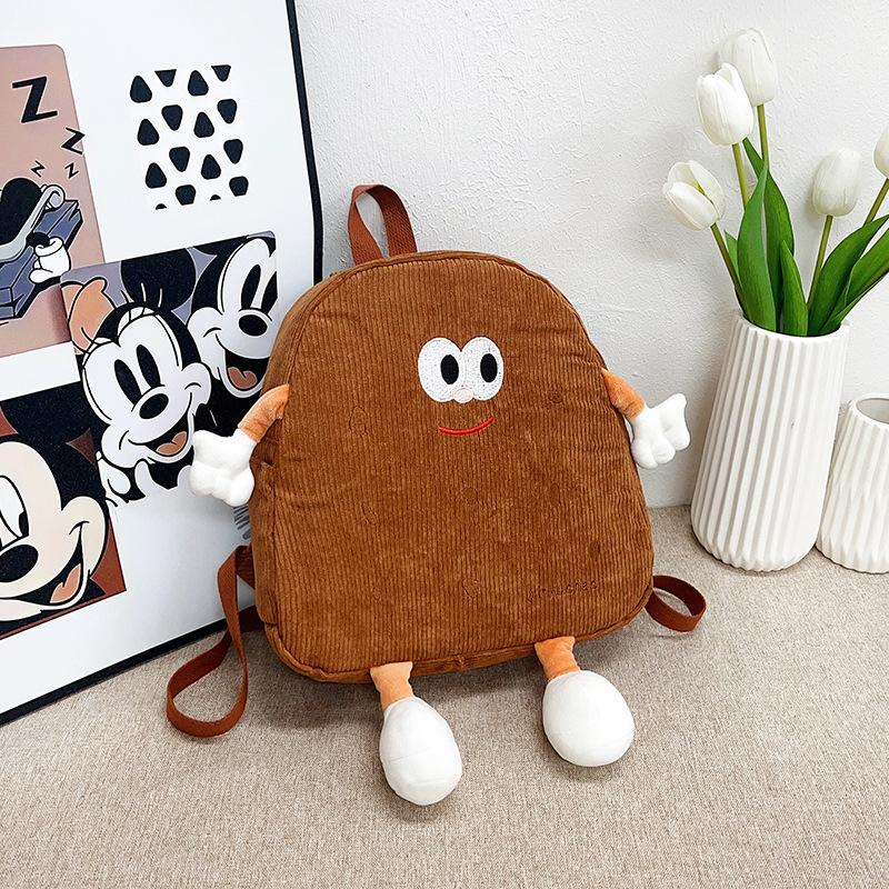 

Cookies school bag female ugly cute funny canvas niche cartoon plush cute backpack autumn and winter girl backpack 32*31*10 коричневый