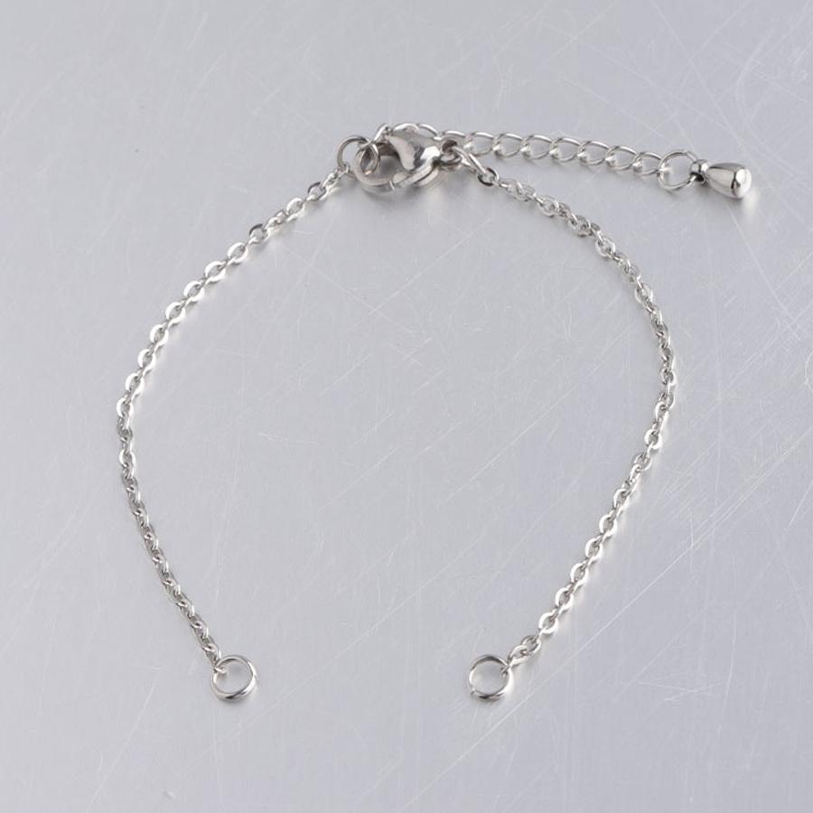 

2pcs/5pcs Stainless Steel Bracelet Chains Jewelry Making Supplies Adjustable Cuban with Extension Chain Connectors Wholesale 1.5mm-2pcs