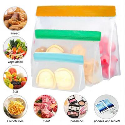 3Pcs Reusable Food Storage Bags - Dishwasher Safe Freezer Bags, BPA Free Reusable Bags Silicone, Leakproof Reusable Lunch Bag