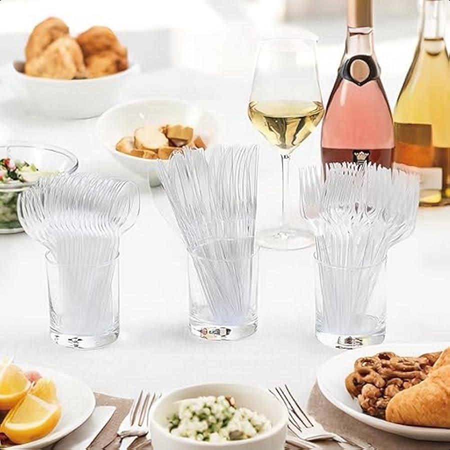 

Набор одноразовых пластиковых столовых приборов повышенной прочности, 360 штук, прозрачный, серебристый, 150 вилок, 150 ложек, 60 ножей, не содержит БФА, термостойкий United States