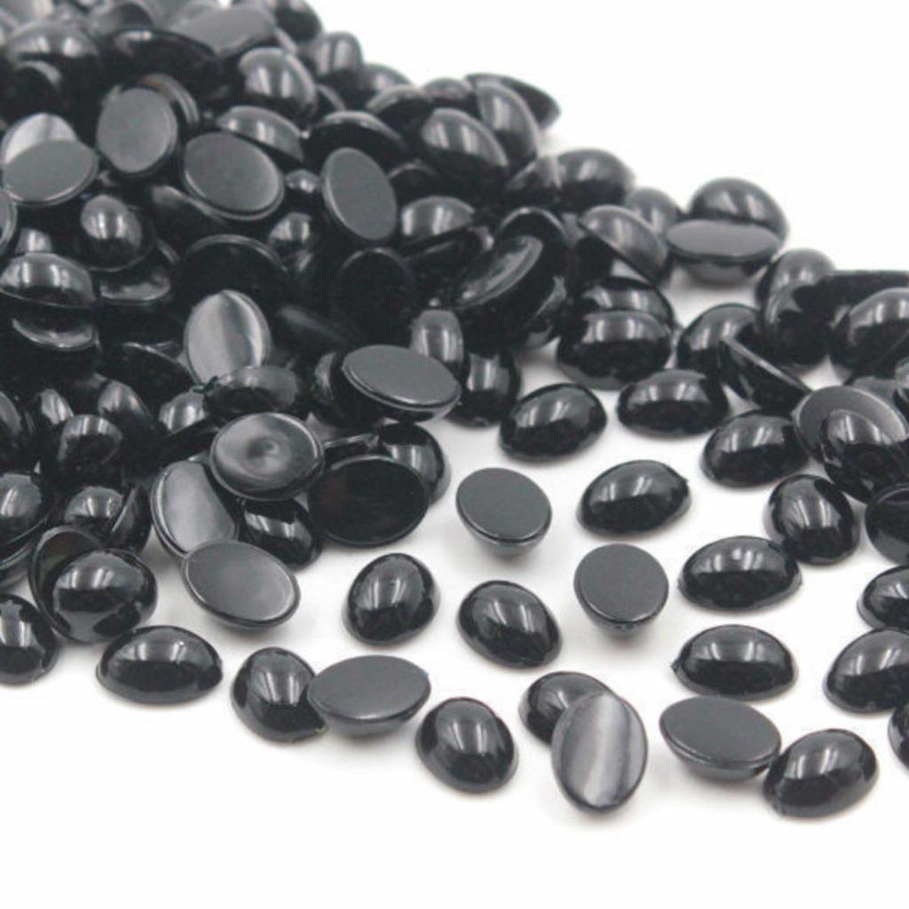 Oval Black Flat Bottom Eyes for DIY Handmade Doll Hair Clips - Wool Yarn Plush Accessories