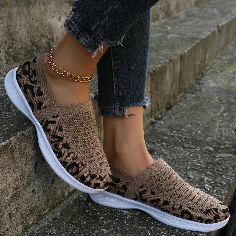 Fashion 2024 New Women's Shoes Hot Sale Leopard Print Women's Vulcanize Shoes Fashion Slip-on Ladies Casual Shoes Light Mesh Sneakers