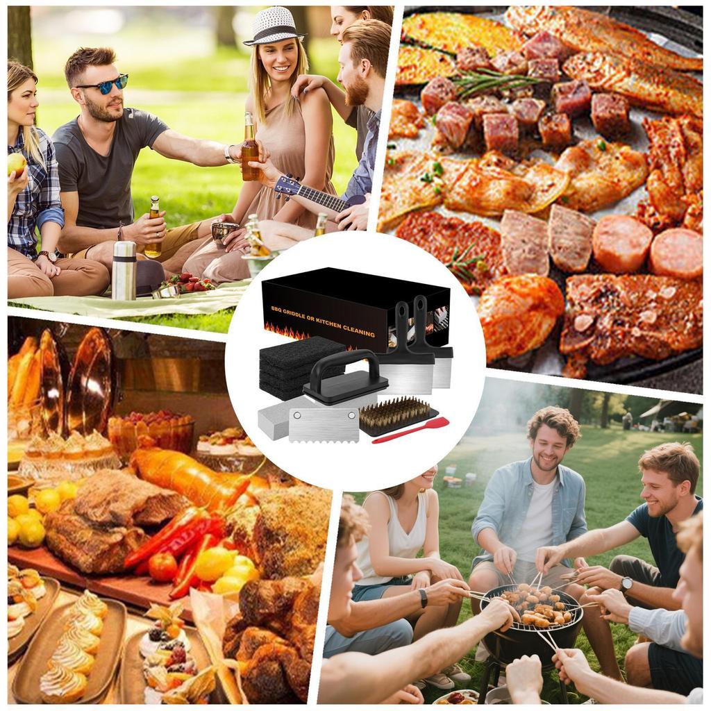 Grillreinigungskit Grillreinigungspads Hitzebeständiger Schrubber Ergonomisch Für Schaufel Kochutensilien Picknick Kochgeschirr Food Truck