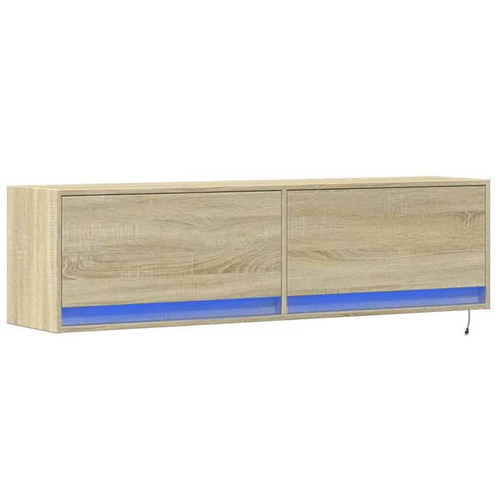 VidaXL Wall-mounted TV Cabinet with LED Lights Sonoma Oak 140x31x38 Cm, Wall-mounted TV Unit, Floating TV Unit, Support 852371
