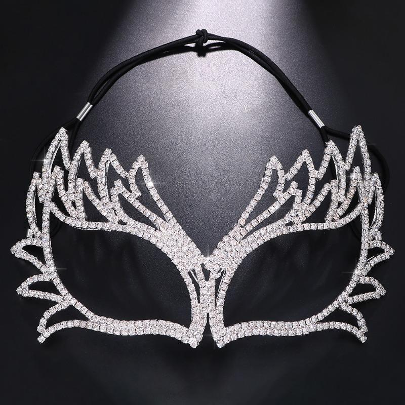 

Fashion Wings Rhinestone Mask Personality Masquerade Diamond Rhinestone Mask silver срібний