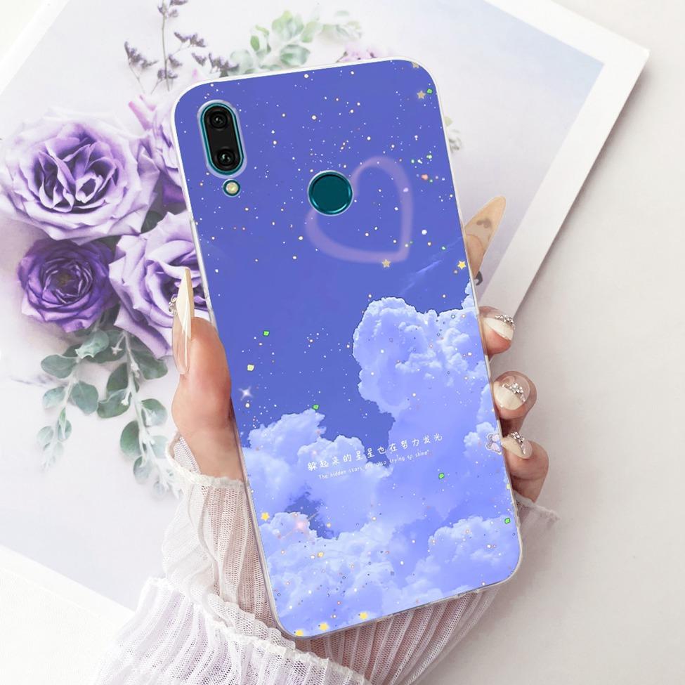 For Huawei Y9 2019 Case Cover Transparent Cute Cat Fashion Butterfly Funny Painted Casing For Huawei JKM-LX1 JKM-LX2 JKM-LX3