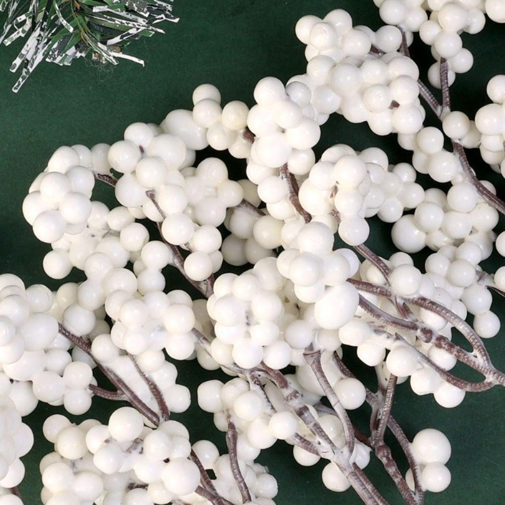 10 Pièces Branches de Baies de Noël Simulées Fleurs Fruits DIY Baies Artificielles Accessoires Décorations de Noël en Mousse