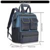 Tool Backpack 31x21x43cm Wide Top Opening Multiple Exterior Pockets for Wrenches Screwdrivers Easy Access Organization