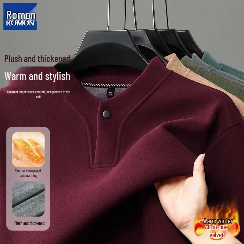 Romon Men s High-Grade German Fleece Half-High Collar Sweatshirt Default Item
