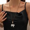 Cartoon Choker Zinc Zinc Alloy Horse Pendant Necklace Ethnic Style Sweater Chain  Chinese Spring Festival