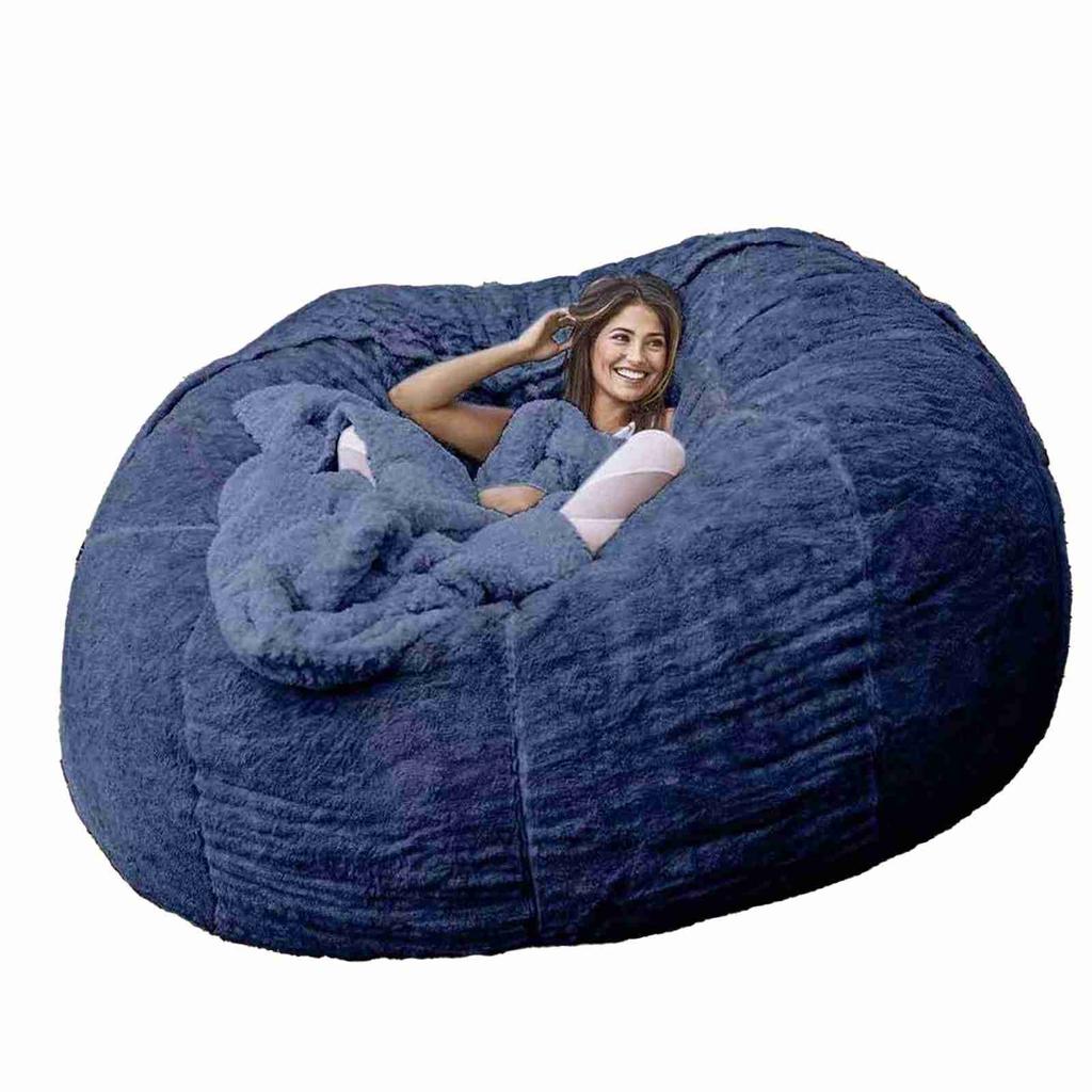 Home Sponge Bed Bean Bag Chair Cover Slipcover Double Bedroom Balcony Large Couch Round Soft Fluffy  Cover No Fillings
