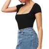 Damen-T-Shirt, Kurzarm, Polyester, eng anliegend, für Yoga, Tanz und Strand