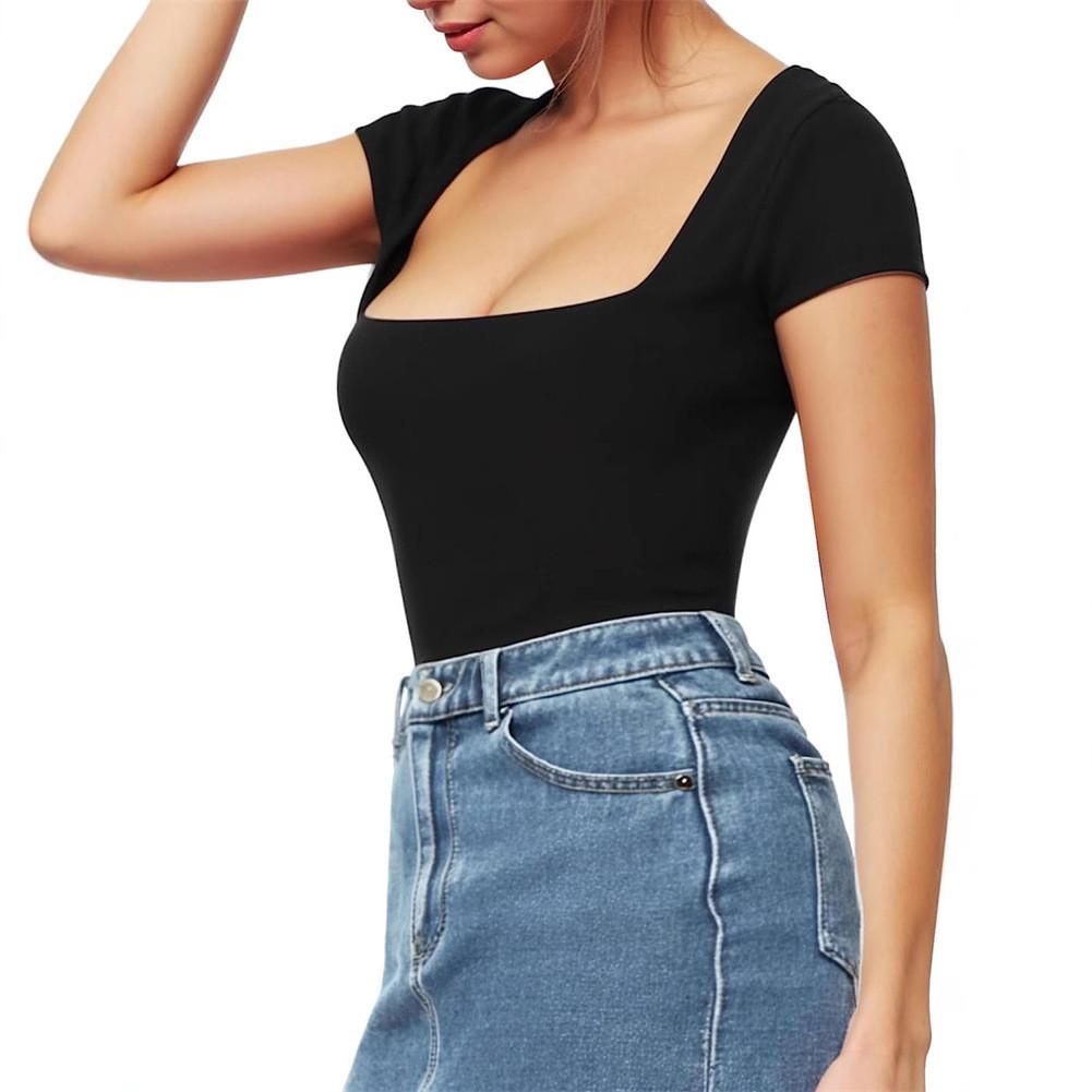 Damen-T-Shirt, Kurzarm, Polyester, eng anliegend, für Yoga, Tanz und Strand