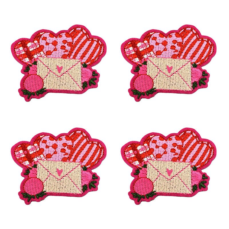 10PCS/lots Valentine's Day Embroidered Patches Pink Love Heart Patch Iron On Patches For Clothing Holiday Decoration Gift DIY