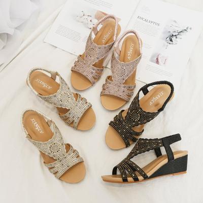 Sapatos Simian Plus Size Sapatos Femininos Verão Strass Leves Simples Sapatos de Senhora Sandálias Plataforma Sapatos de Mãe Femininos