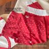 Plus Size Ladies Spring and Autumn Vintage Plaid Bow Lace Cotton Mid Waist Briefs