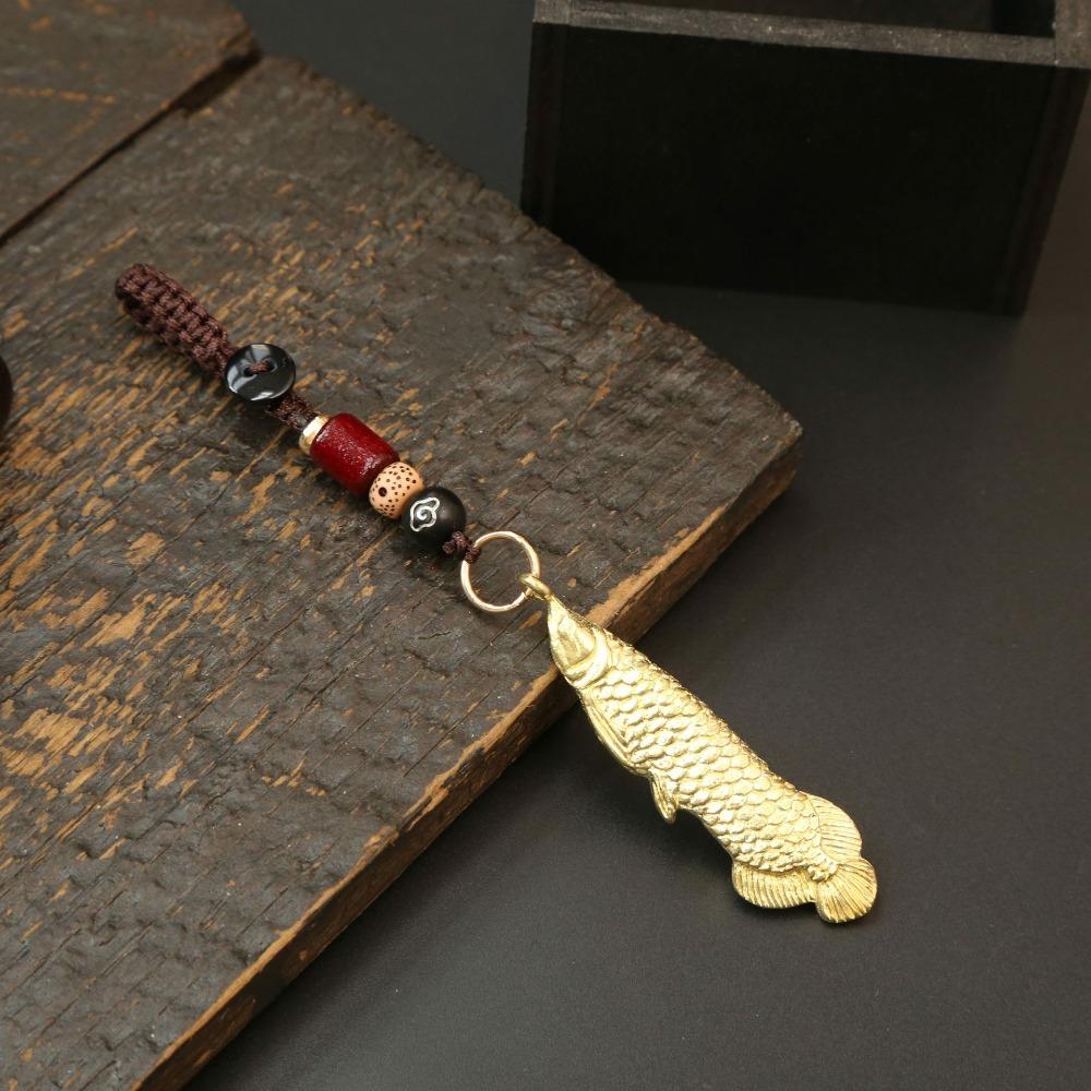 Fish Key Pendant Metal Car Key Pendant Minimalist Retro Charm Brass Fish Charms  Woman