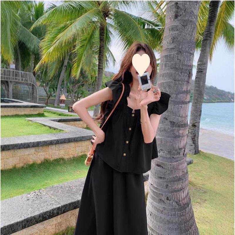 

Casual sweet age-reducing suit women s summer new academic style early autumn wear with small flying sleeves skirt temperament two-piece set XL