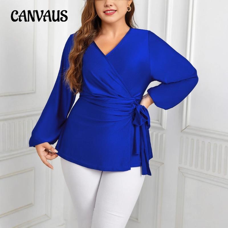 Women's Tie Tops Long Sleeve Loose Tie Plus Size Shirt