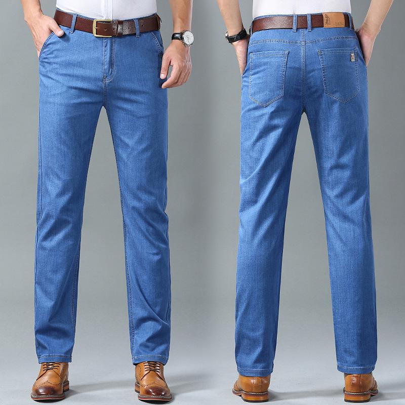 Xintang Herren Sommer Locker Gerade Bein Lässige Jeans für Mittelalterlichen Business-Stil