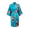Pigiama Kimono da Donna in Stile Giapponese a Maniche Corte con Stampa Pavone Accappatoio Lungo da Notte da Donna in Seta Simulata