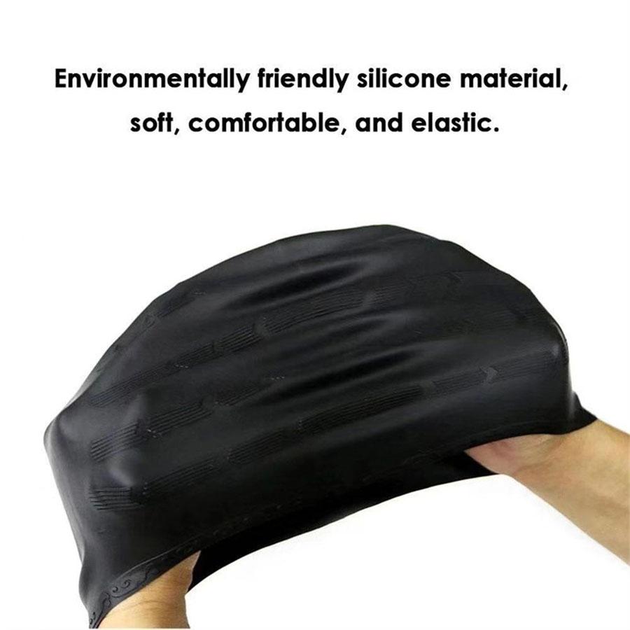 DEZITION Durable Silicone Swimming Cap with Ear Pockets for Adults and Teens - Protects Long Hair and Provides High Elasticity