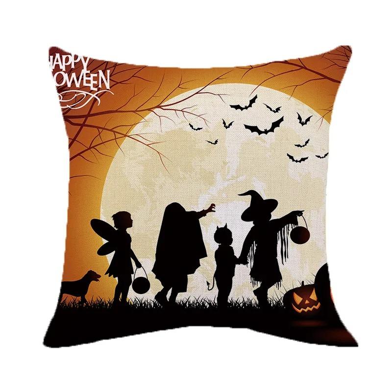 Halloween Theme Pillow Cover Car Office Living Room Sofa Halloween Pumpkin Lantern Decoration Pillow Cover