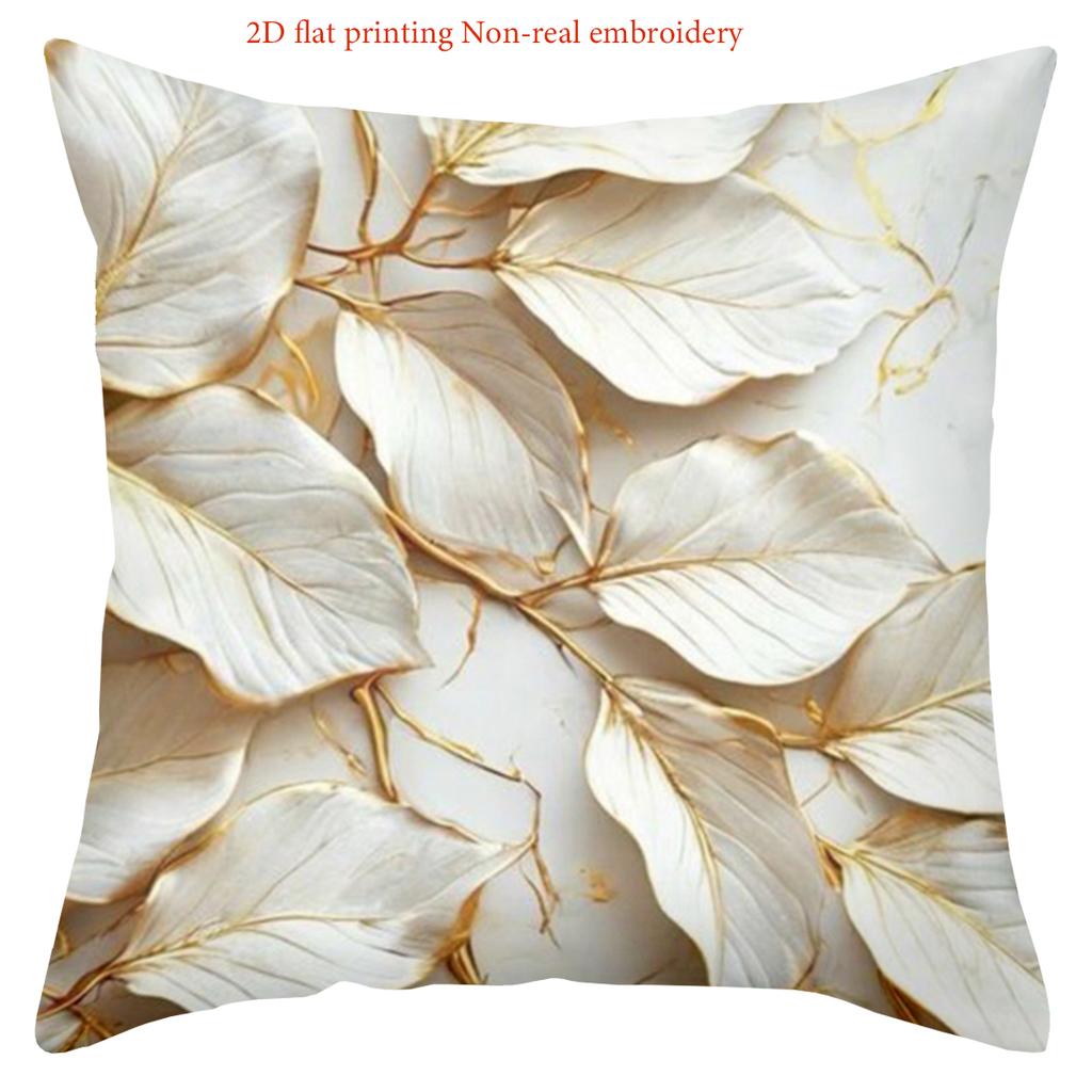2D Flat Printed Leaf Pattern Cushion Covers for Home Decor Polyester Pillowcase, Sofa Decorative Cushion Cov Headboard Pillow