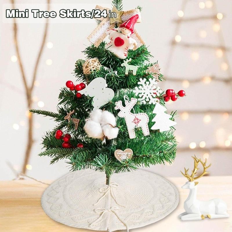 Adjustable Size Christmas Tree Base Rings Handmade White Tree Skirt Elegant Tree Stadn Skirt for Festival Decors