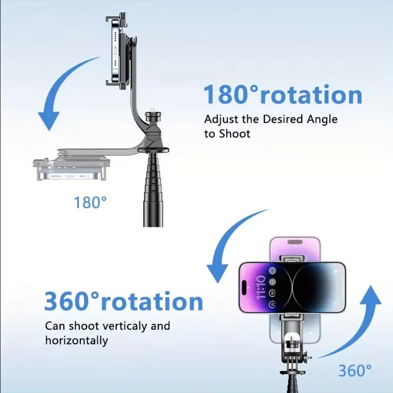 Wireless Selfie Stick Tripod Stand Bluetooth Remote With Fill Light for iPhone Mobile Phone Vlog Tiktk Live Streaming