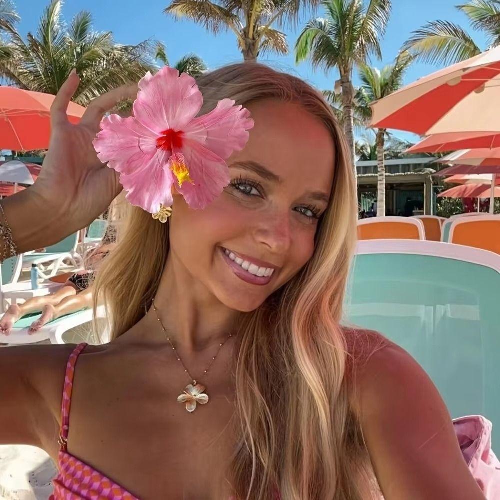 Cloth Hibiscus Flower Hairpin Bangs Clip Bohemian Style Hair Clip Floral Duckbill Clip Summer