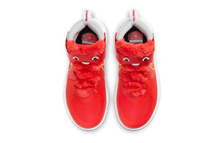 Nike Team Hustle D 9 LI Hook and loop Mid top Children's Basketball Shoes Red Yellow Children Aged 3 7 Years Old CT4063-600