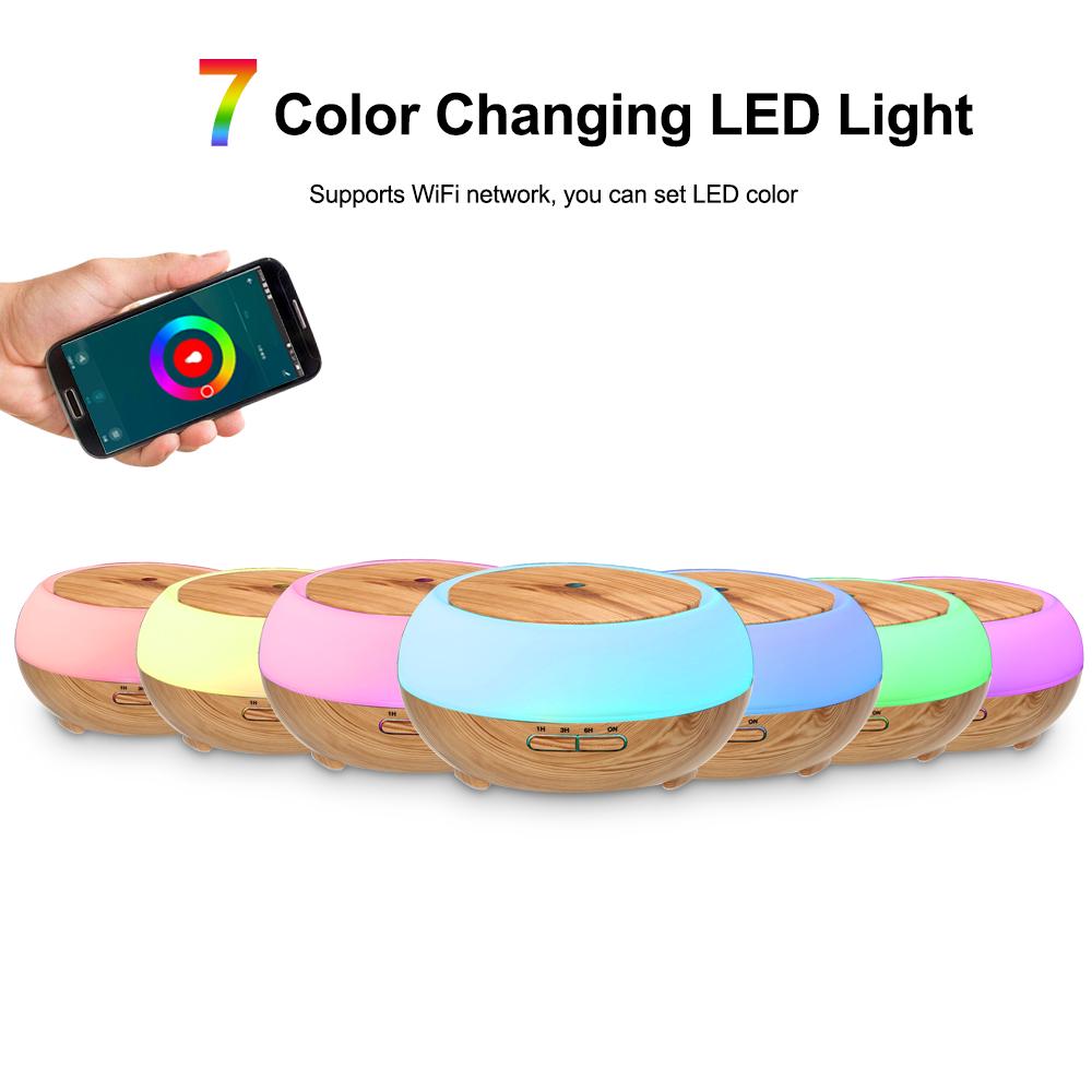 Chytrá Wifi bezdrátová LED noční lampa 400 ml zvlhčovač esenciálního oleje Aromaterapie mlha difuzér telefon