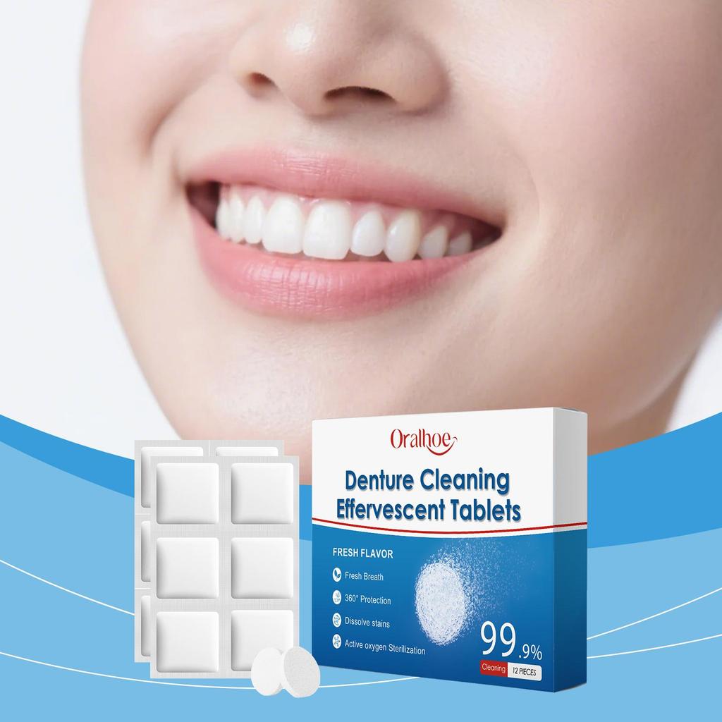 Denture Cleaning Effervescent Tablets: Daily Cleaning of Denture Dirt and Stains, Denture Care Effervescent Tablets