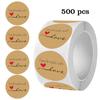 500 Stickers Per Roll, Kraft Paper Self-Adhesive Round Decorative Labels for Handmade Baking, Envelope Sealing, Crafts, Gift Bags, PVC, Durable, Non-D